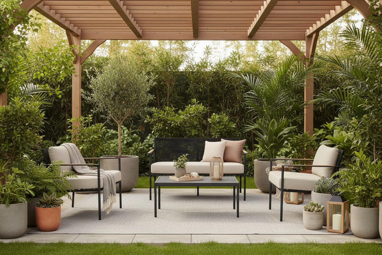 Alfresco Home Jakarta Black Aluminum Outdoor Loveseat