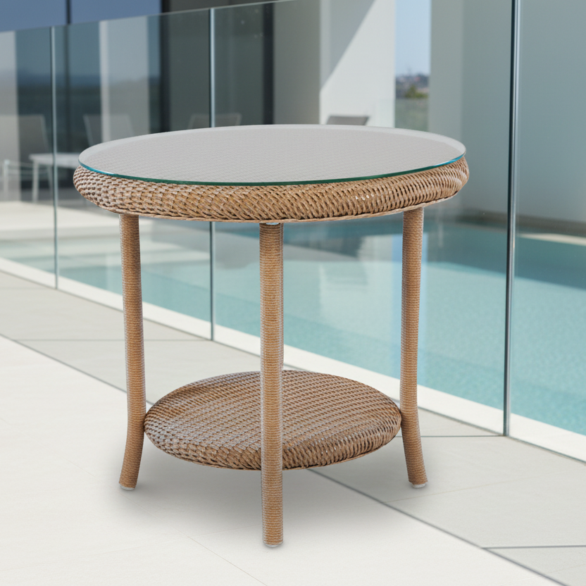 Lloyd Flanders Loom Wicker Outdoor 24" Round End Table