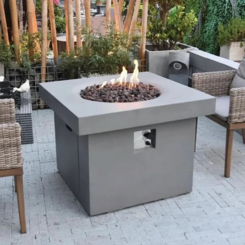 Elementi Burlington Glass Fiber Reinforced Concrete Outdoor Fire Pit Table