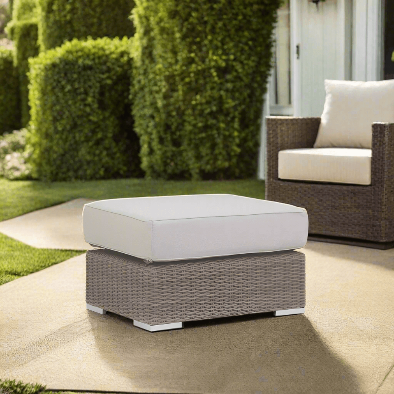 Sunset West Coronado Wicker Outdoor Ottoman With Cushions