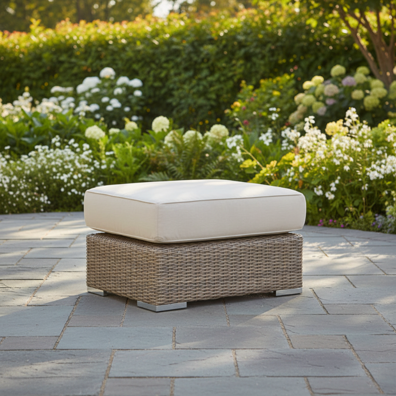 Sunset West Coronado Wicker Outdoor Ottoman - Cast Silver