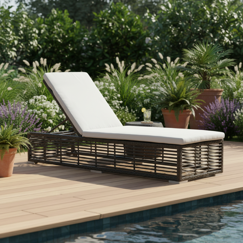 Panama Jack Graphite Aluminum Outdoor Chaise Lounge with Wheels and Cushion