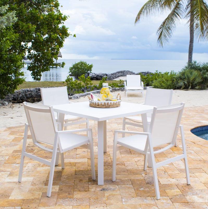 Panama Jack Mykonos Aluminum Outdoor 4-Person Square Dining Set