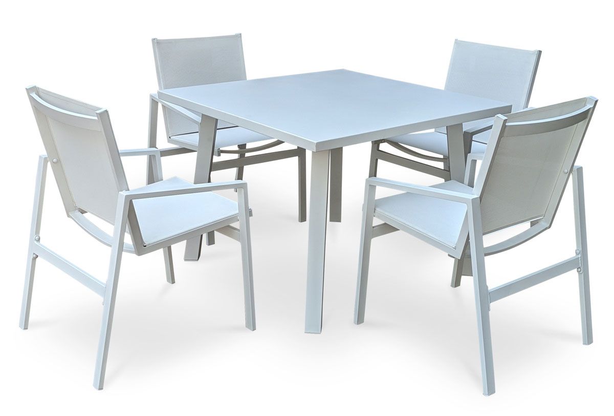 Panama Jack Mykonos Aluminum Outdoor 4-Person Square Dining Set