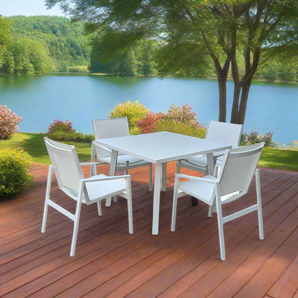 Panama Jack Mykonos Aluminum Outdoor 4-Person Square Dining Set