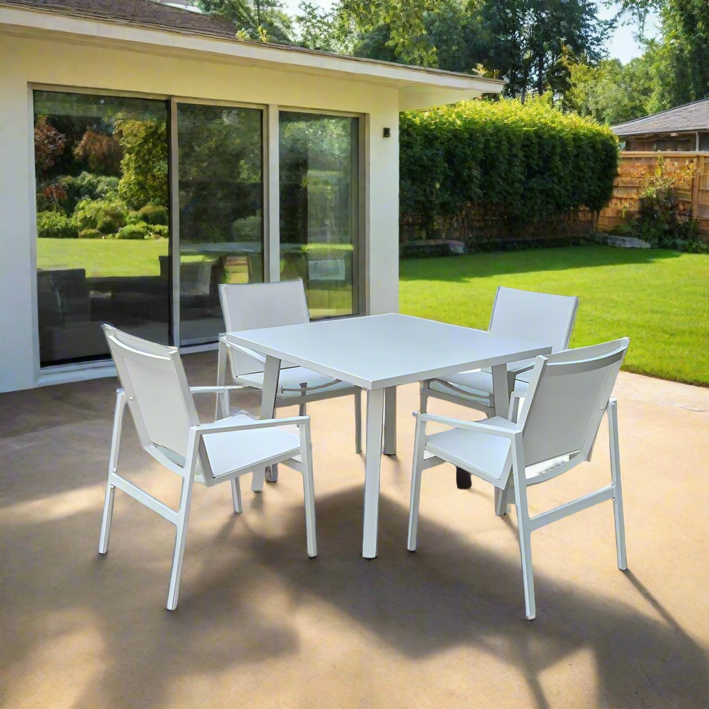 Panama Jack Mykonos Aluminum Outdoor 4-Person Square Dining Set