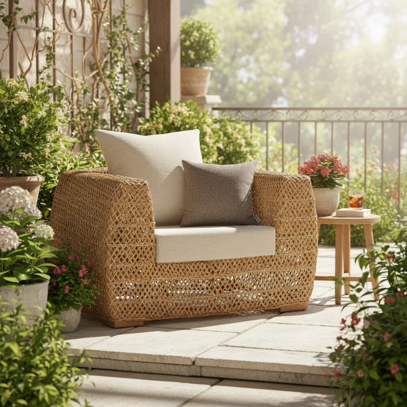 Panama Jack Sumatra Outdoor Wicker Lounge Chair with Cushions