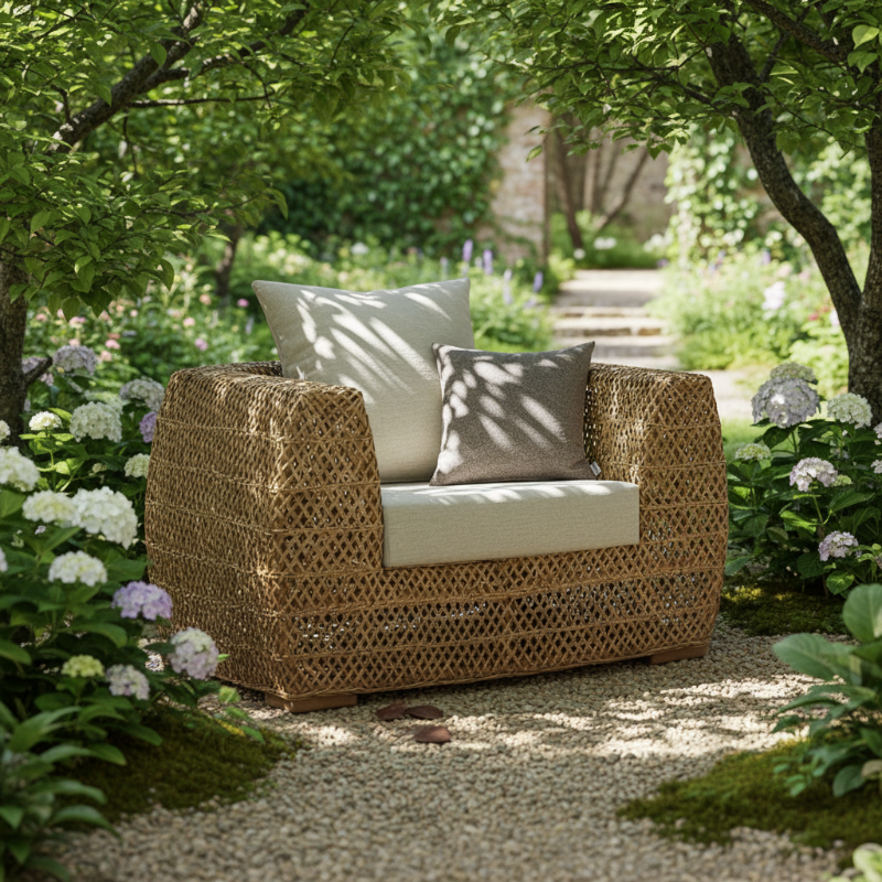 Panama Jack Sumatra Outdoor Wicker Lounge Chair with Cushions