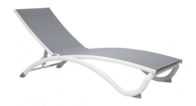 Hospitality Rattan Arch Set of 2 Stackable Grey Sling Chaise Lounger