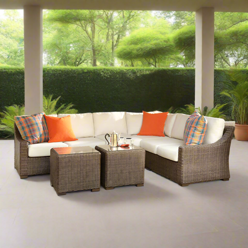 Lloyd Flanders Mesa Woven Vinyl Outdoor 6‑Person Sectional Set