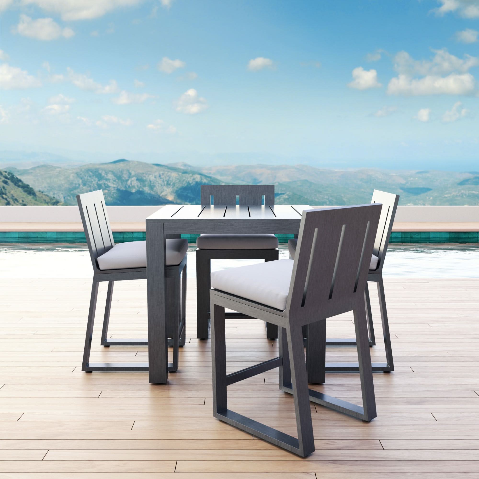 Sunset West Redondo Aluminum Outdoor Armless Dining Chair