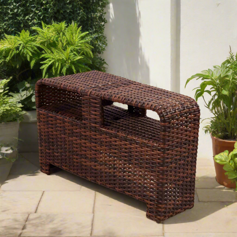 South Sea Rattan Saint Tropez Wicker Outdoor Sectional Pie Wedge Table