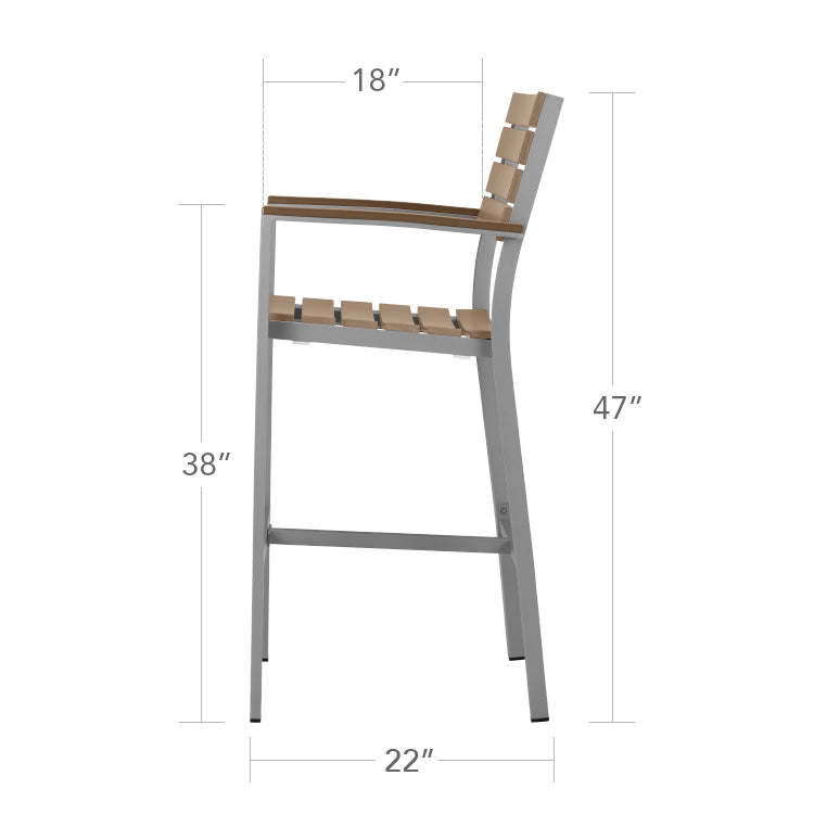 DecoScape Vienna Aluminum Outdoor Bar Arm Chair