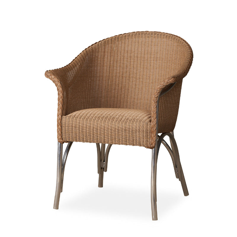 Lloyd Flanders All Seasons Wicker Aluminum Outdoor Dining Armchair with Padded Seat