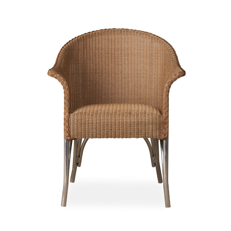 Lloyd Flanders All Seasons Wicker Aluminum Outdoor Dining Armchair with Padded Seat
