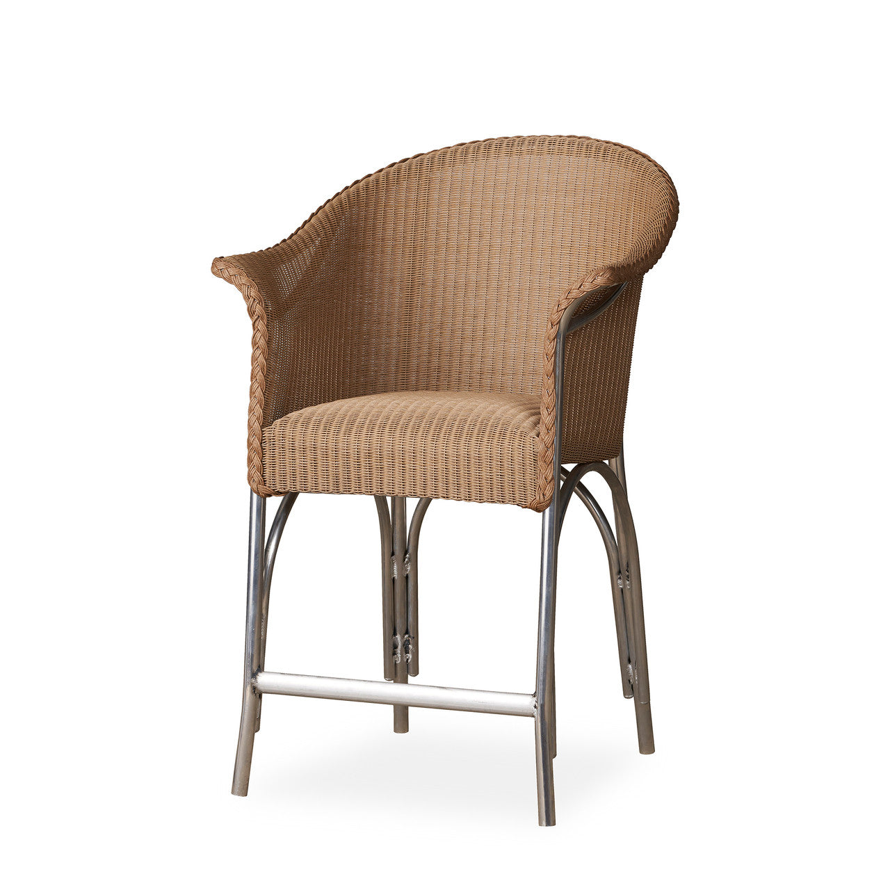 Lloyd Flanders All Seasons Wicker Outdoor Balcony Stool with Padded Seat