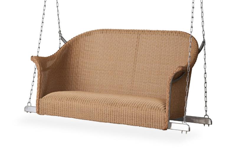 Lloyd Flanders All Seasons Wicker Outdoor Settee Swing with Padded Seat