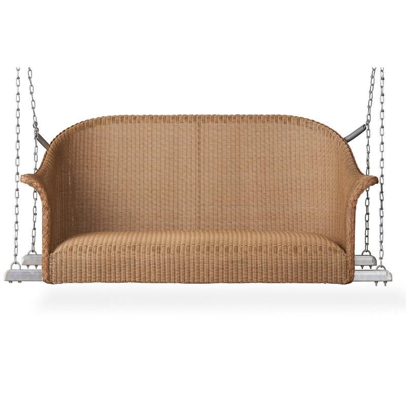 Lloyd Flanders All Seasons Wicker Outdoor Settee Swing with Padded Seat