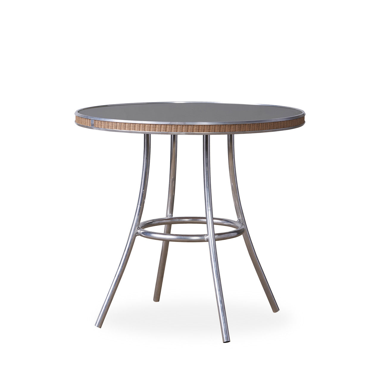 Lloyd Flanders All Seasons Wicker Outdoor 33" Round Bistro Table with Charcoal Glass