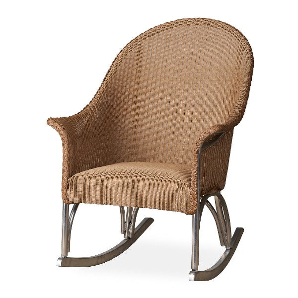 Modern Wicker Urban Luxe High Back Porch Rocker with Padded Seat