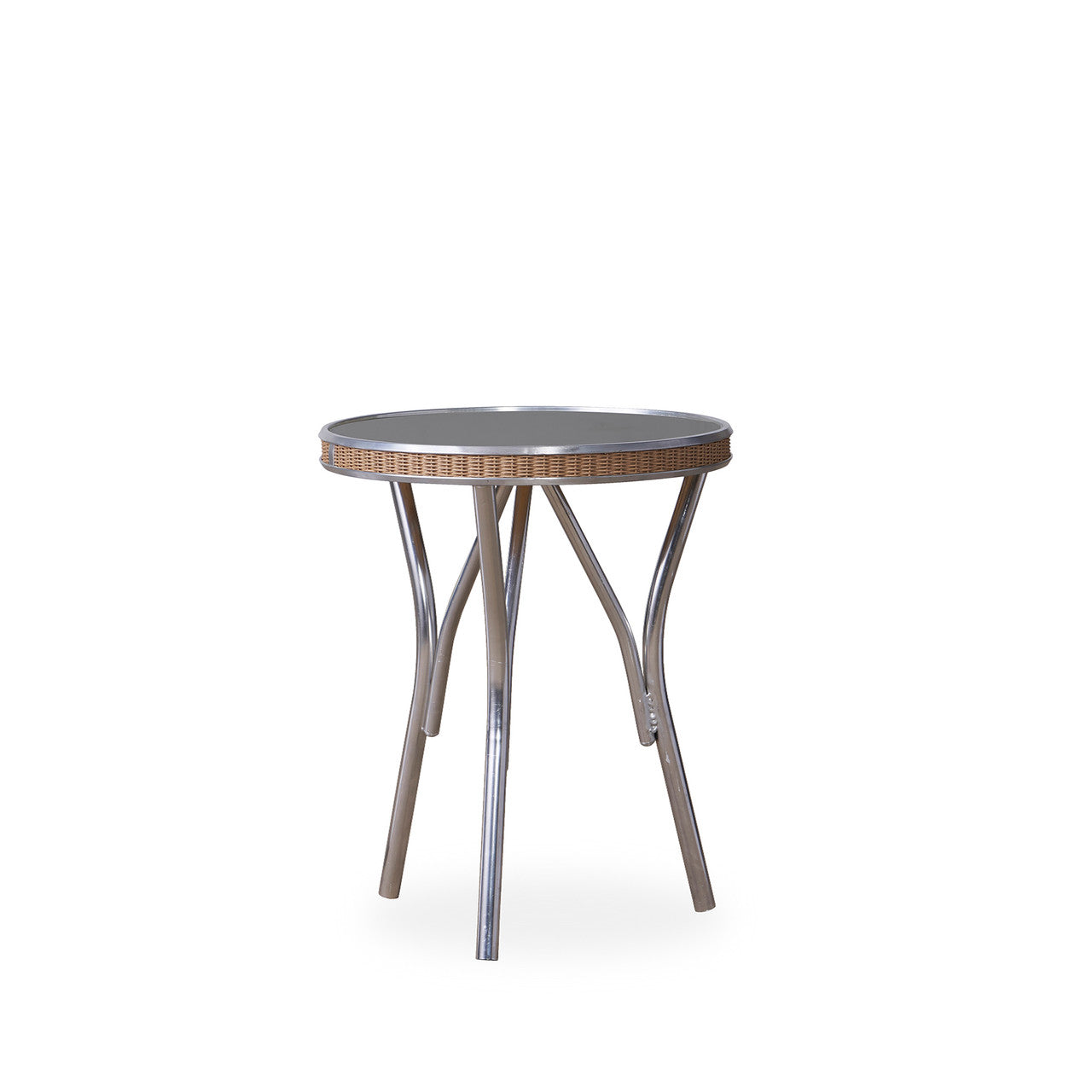 Lloyd Flanders All Seasons Wicker Outdoor 19" Round End Table with Charcoal Glass