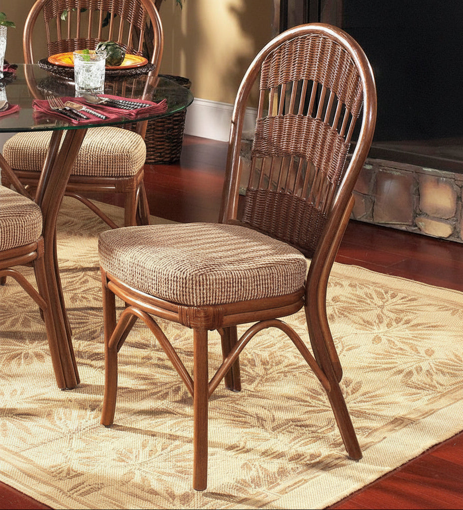 South Sea Rattan Bermuda Wicker Indoor 4-Person Dining Room Set with Side Chairs