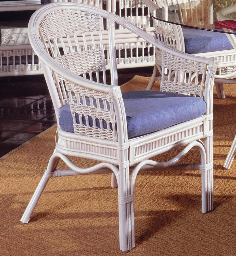 South Sea Rattan Bermuda Wicker Indoor 4-Person Dining Room Set with Captains Chairs
