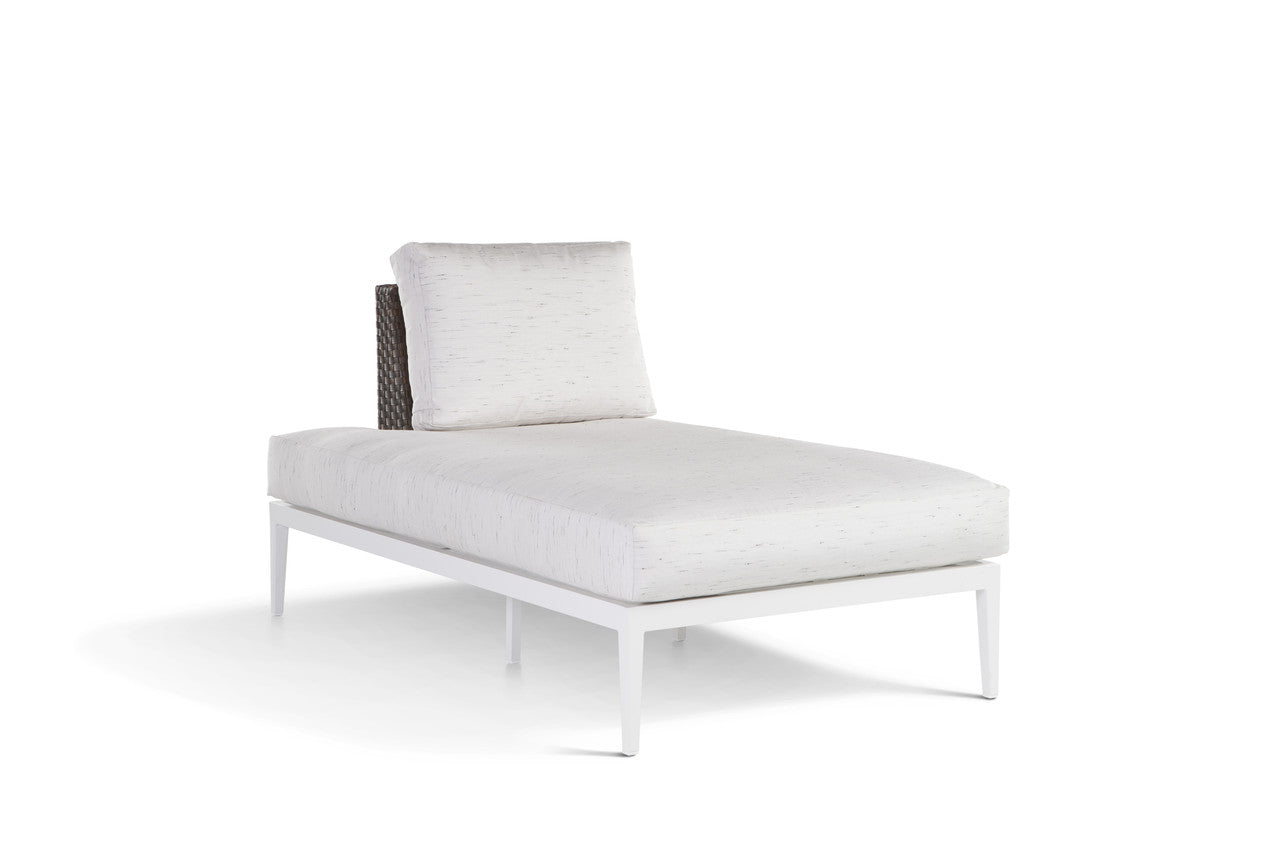 South Sea Rattan Stevie Wicker Chaise Lounge With Left Side Facing Wraparound Cushion