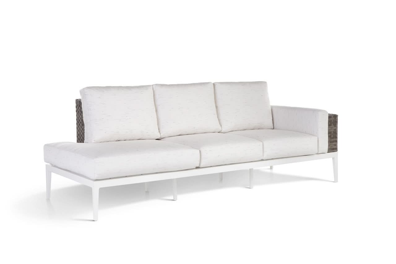 South Sea Rattan Stevie Aluminum Outdoor Left side Facing Sofa Chaise With Arm Bolster