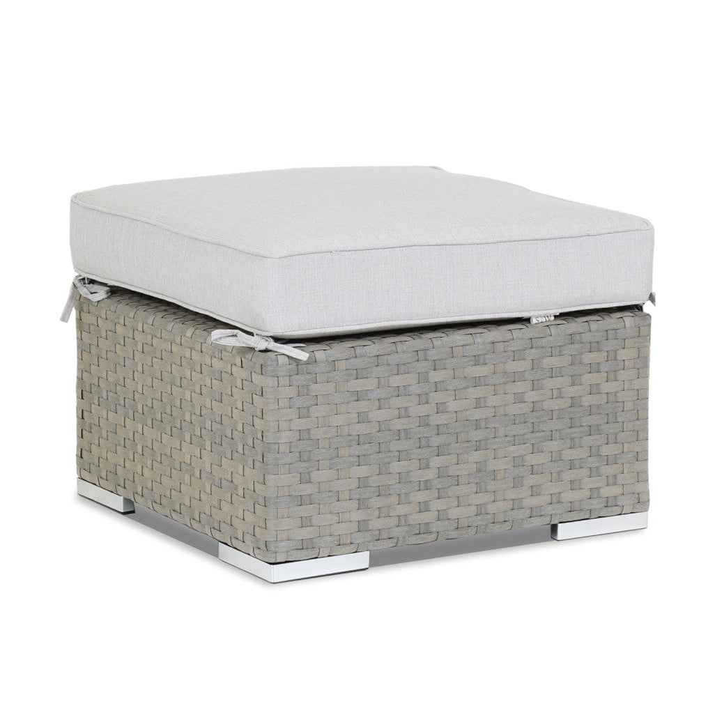 Sunset West Majorca Wicker Outdoor Ottoman in Cast Silver