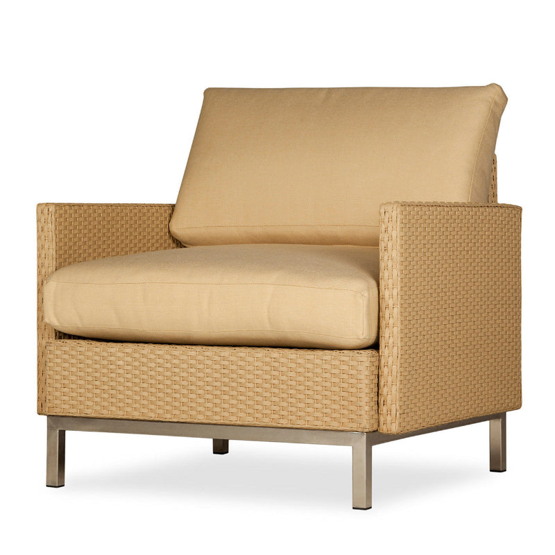 Lloyd Flanders Elements Wicker Outdoor Lounge Chair with Loom Arms and Back