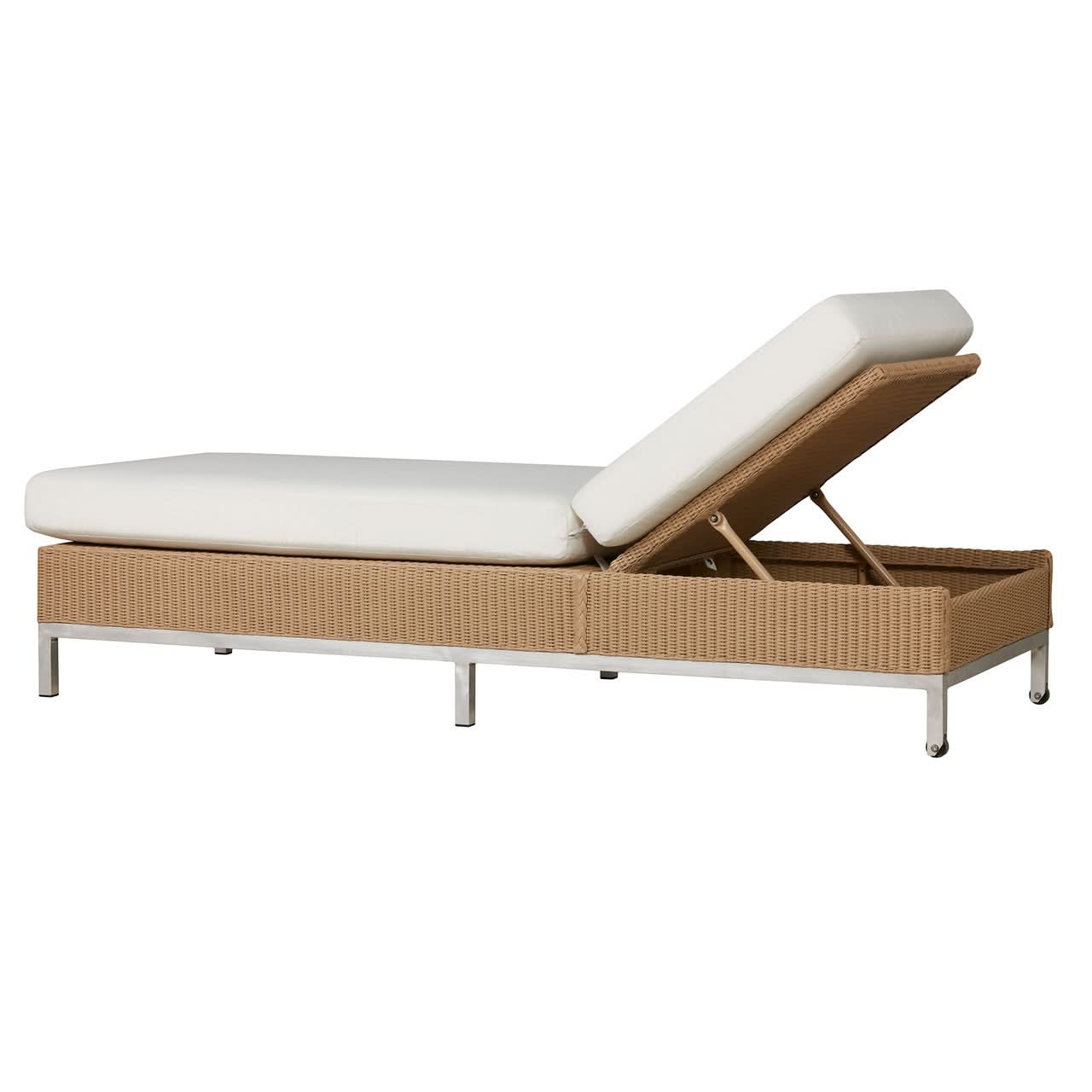 Lloyd Flanders Elements Wicker Outdoor Chaise with Stainless Steel Base