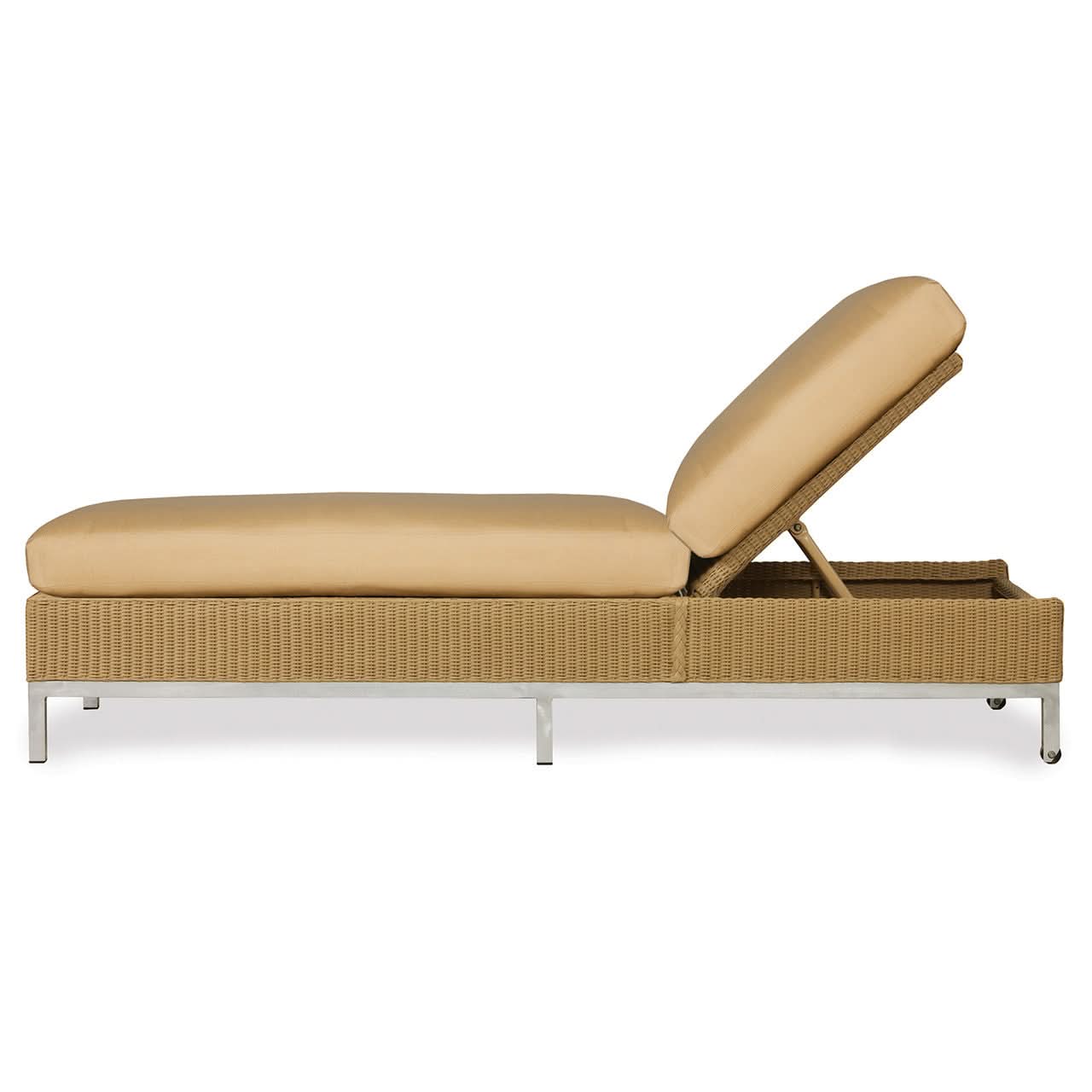 Lloyd Flanders Elements Wicker Outdoor Chaise with Stainless Steel Base