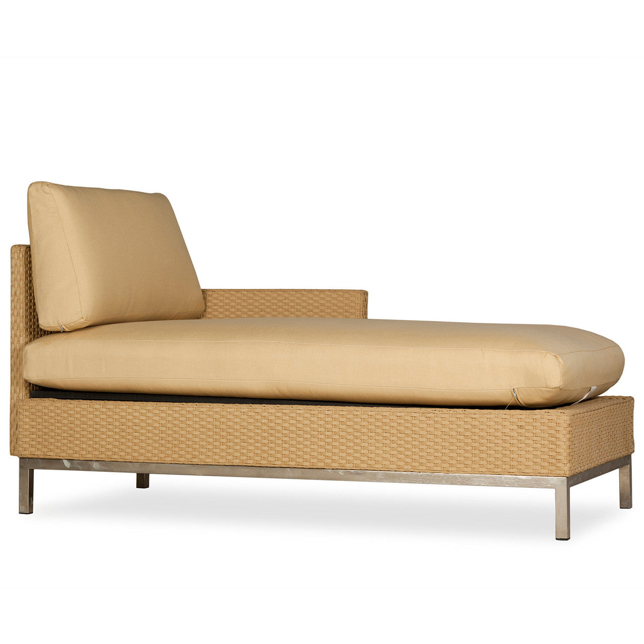 Lloyd Flanders Elements Wicker Outdoor Left Arm Chaise with Loom Arm and Back