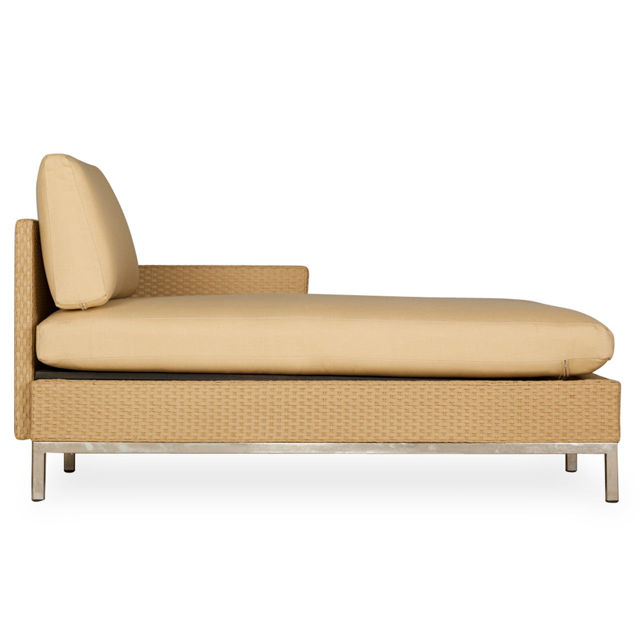 Lloyd Flanders Elements Wicker Outdoor Left Arm Chaise with Loom Arm and Back
