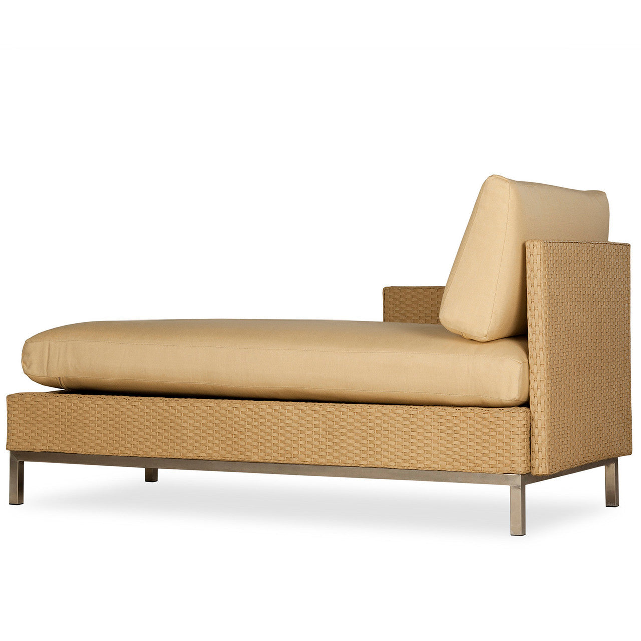 Lloyd Flanders Elements Wicker Outdoor Right Arm Chaise with Loom Arm and Back