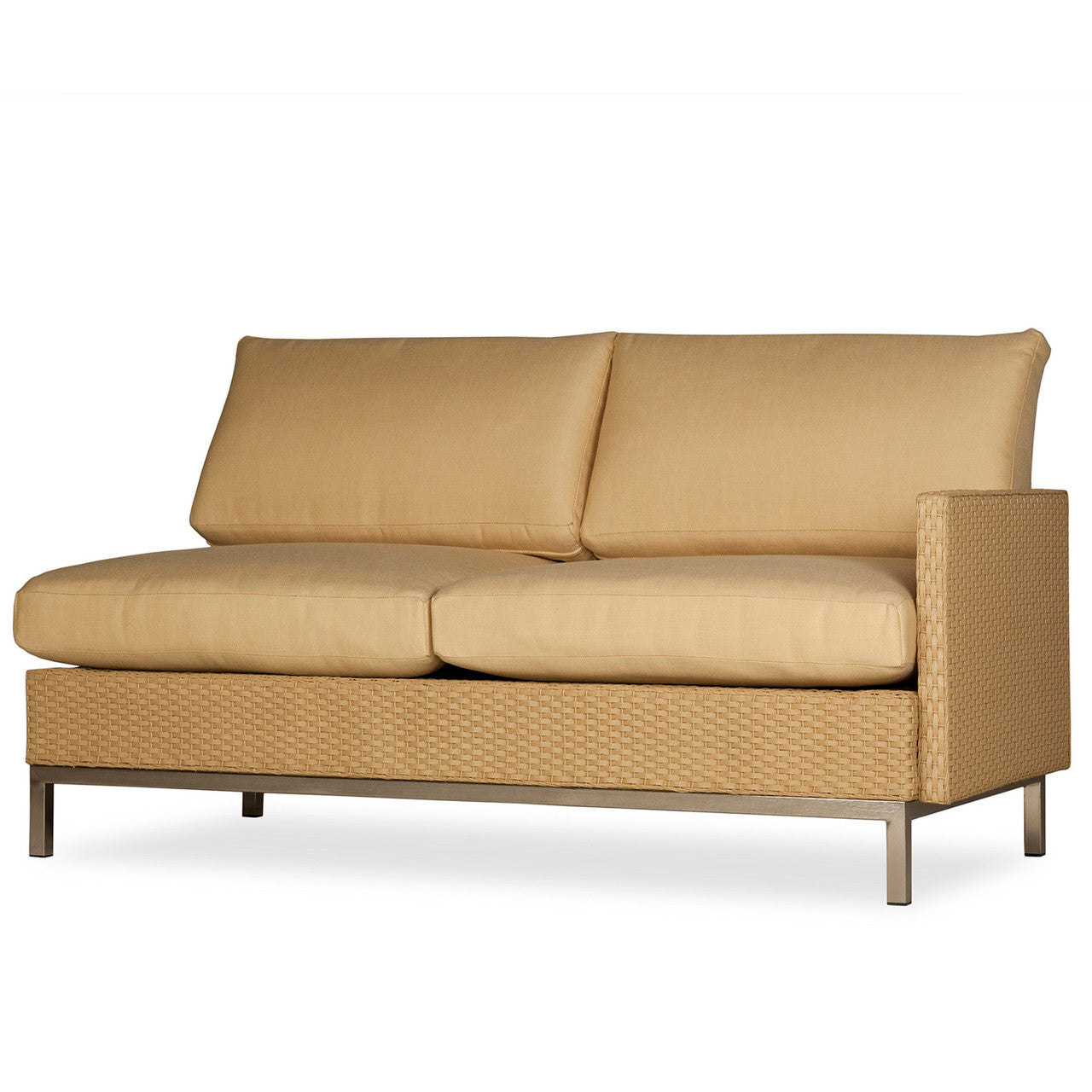 Lloyd Flanders Elements Wicker Outdoor Left Arm Settee with Loom Arm and Back