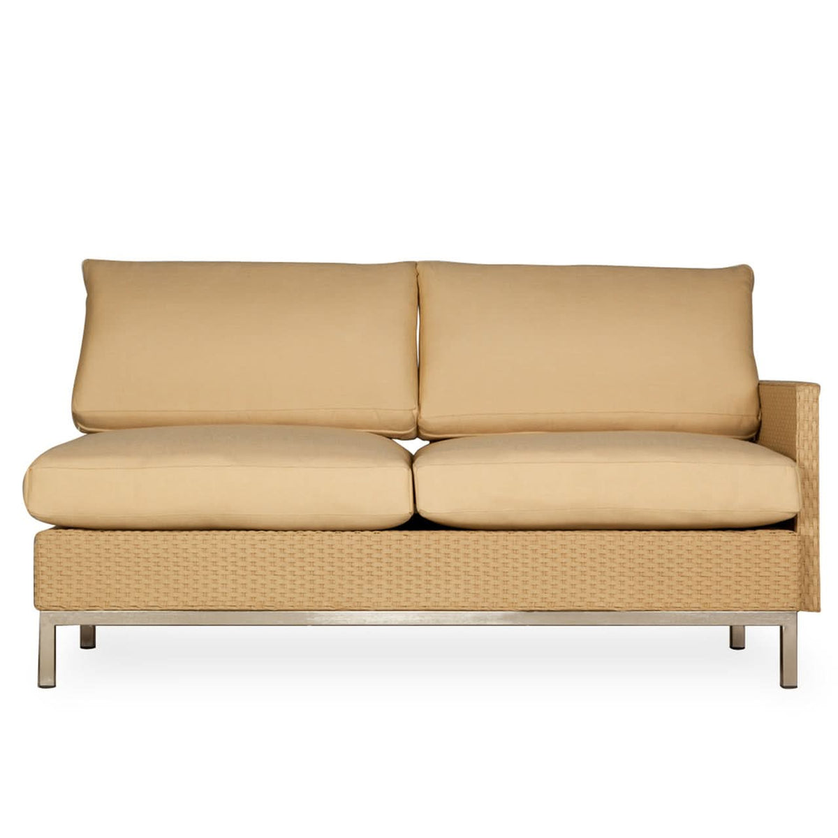 Lloyd Flanders Elements Wicker Outdoor Left Arm Settee with Loom Arm and Back