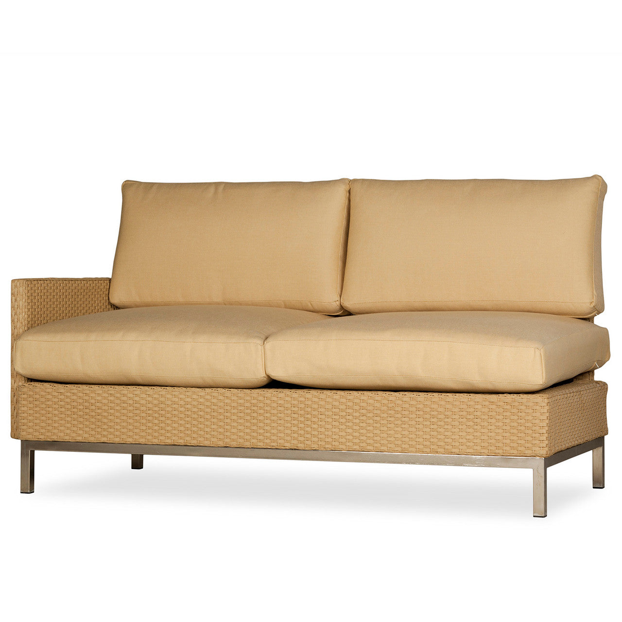 Lloyd Flanders Elements Wicker Outdoor Right Arm Settee with Loom Arm and Back