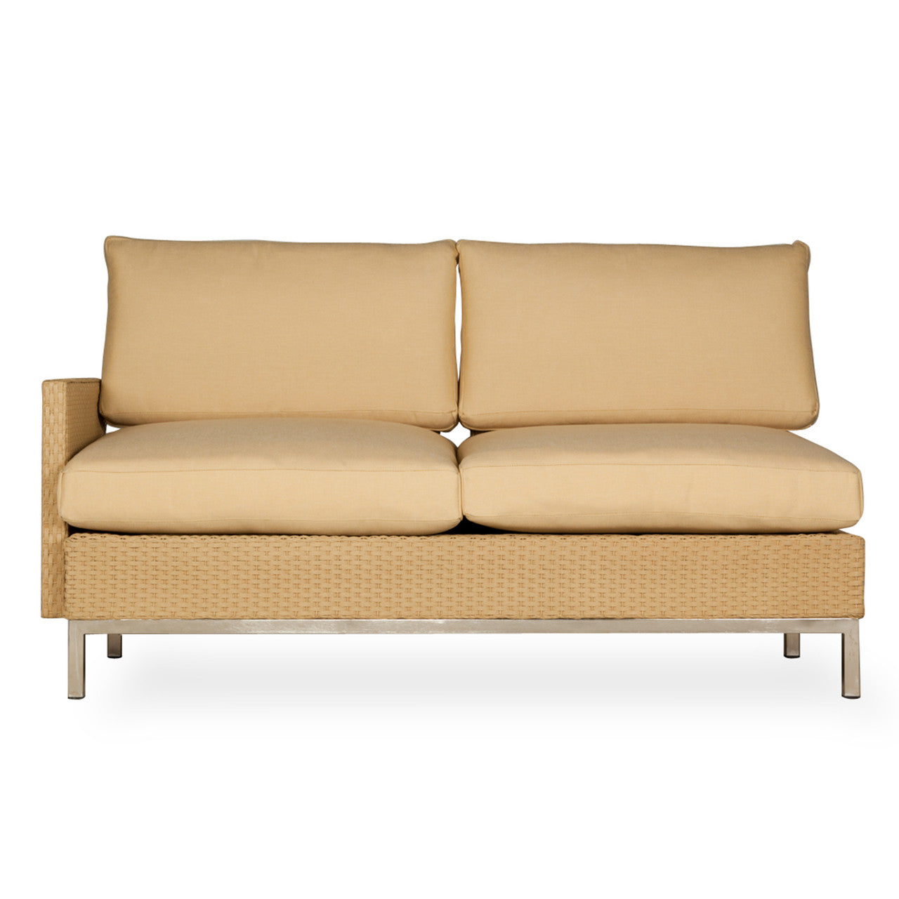 Lloyd Flanders Elements Wicker Outdoor Right Arm Settee with Loom Arm and Back