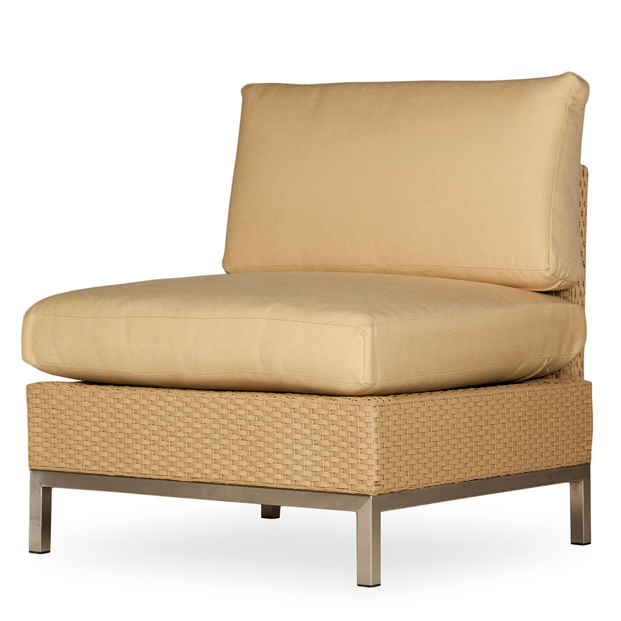 Lloyd Flanders Elements Wicker Outdoor Armless Lounge Chair with Loom Back