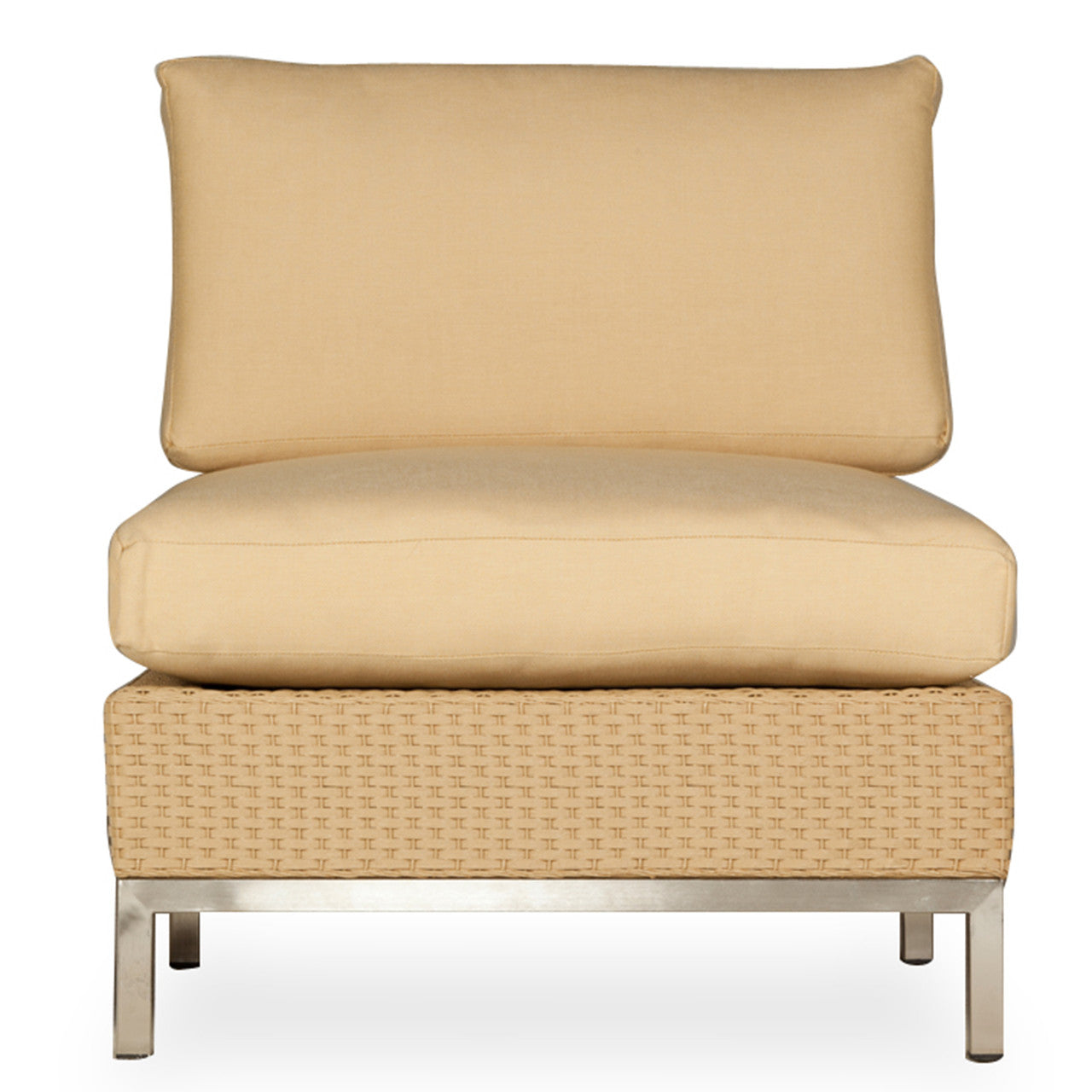 Lloyd Flanders Elements Wicker Outdoor Armless Lounge Chair with Loom Back