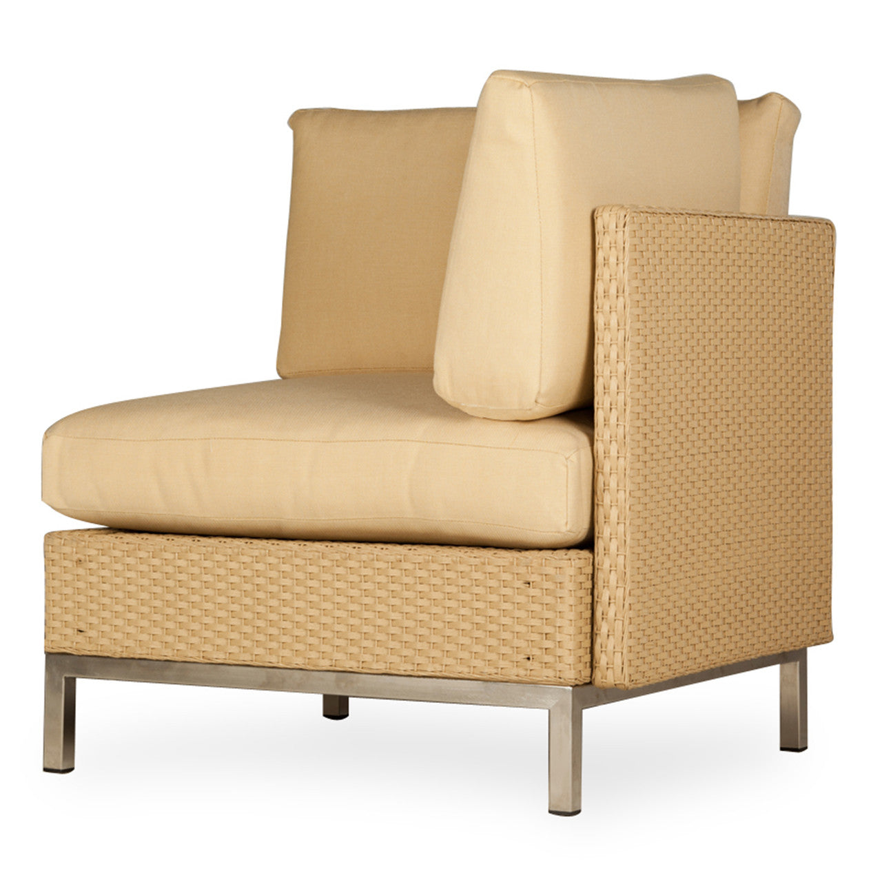 Lloyd Flanders Elements Wicker Outdoor Corner Sectional Chair with Loom Arm and Back