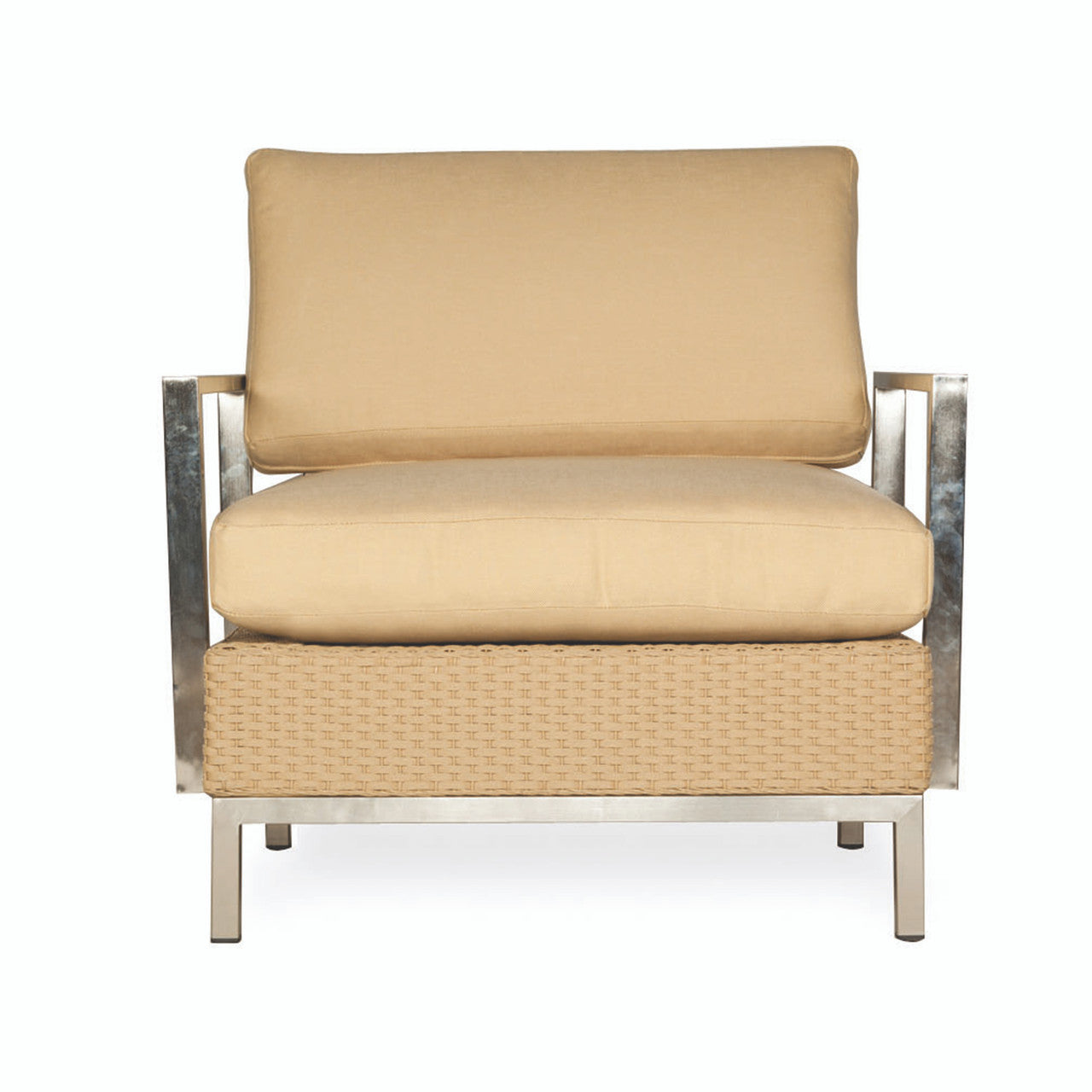 Lloyd Flanders Elements Wicker Lounge Chair With Stainless Steel Arms and Back