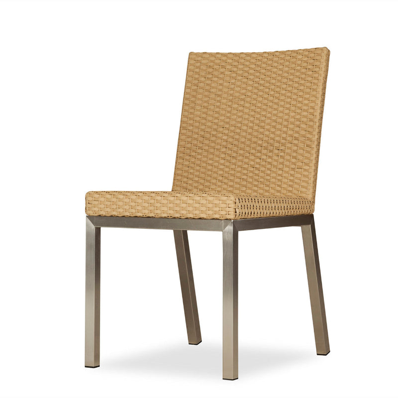 Lloyd Flanders Elements Wicker Outdoor Armless Dining Chair with Stainless Steel Base