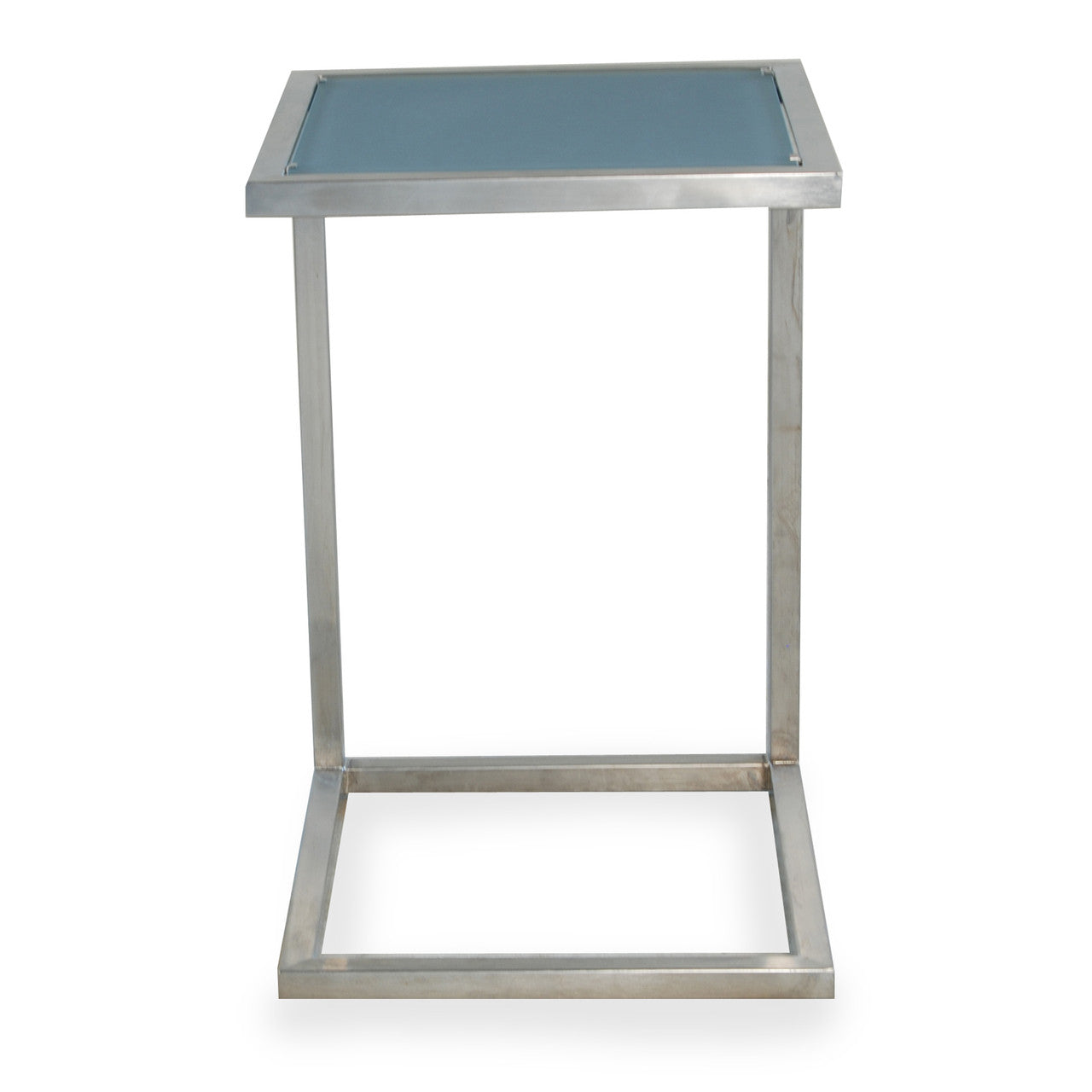 Lloyd Flanders Elements Stainless Steel Outdoor Side Table with Glass
