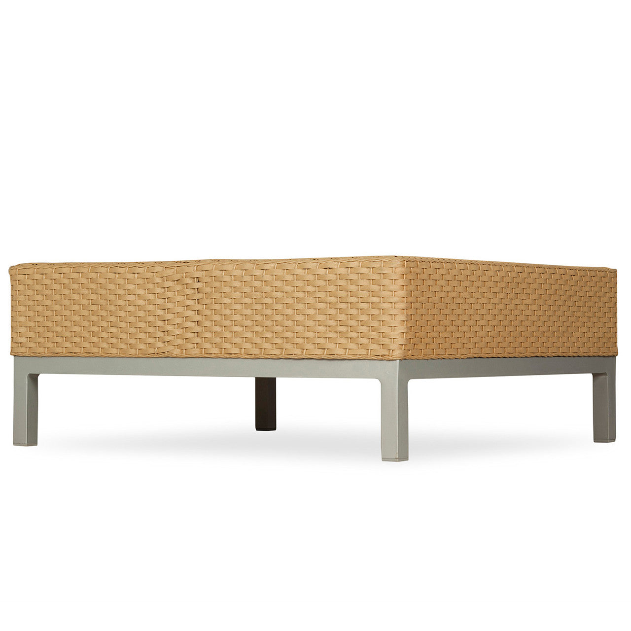 Lloyd Flanders Elements Wicker Outdoor 30" Square End Table with Stainless Steel Base and Glass
