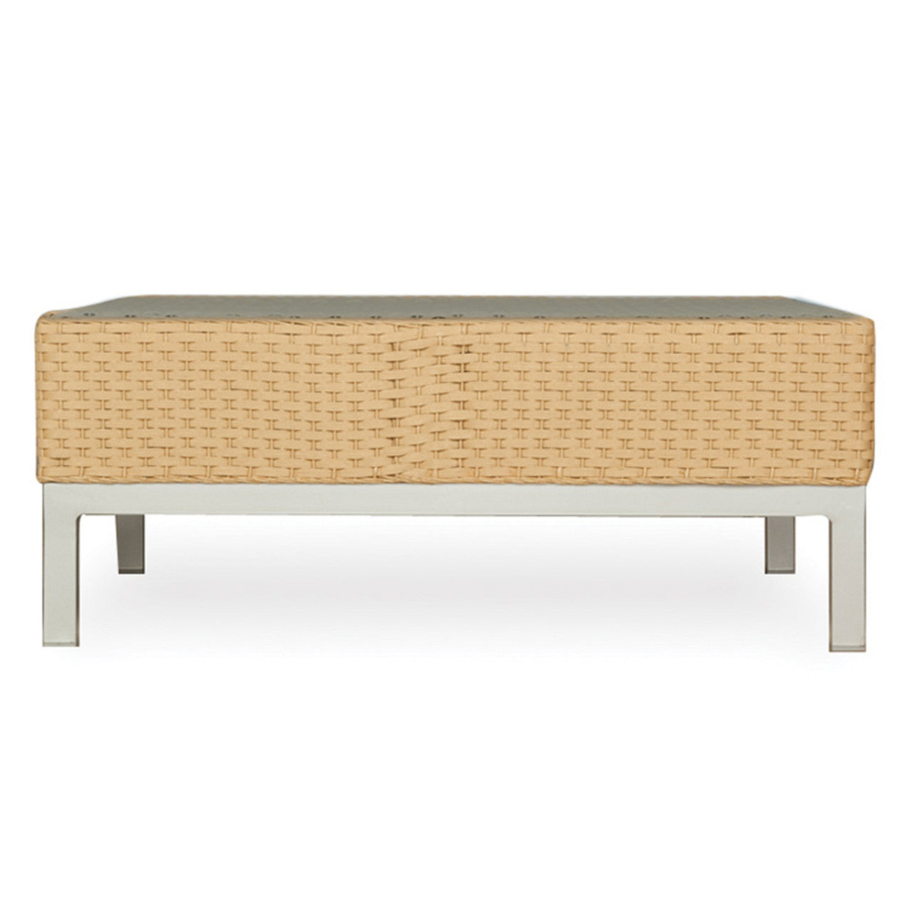 Lloyd Flanders Elements Wicker Outdoor 30" Square End Table with Stainless Steel Base and Glass