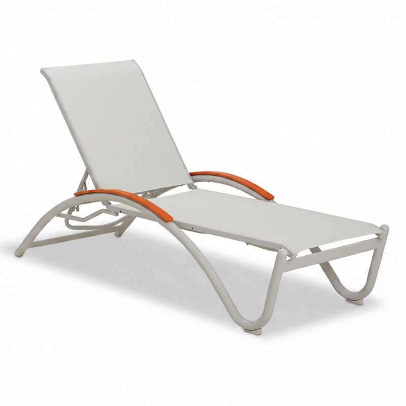 Telescope Casual Helios Sling Aluminum Outdoor Lay-Flat Stacking Chaise