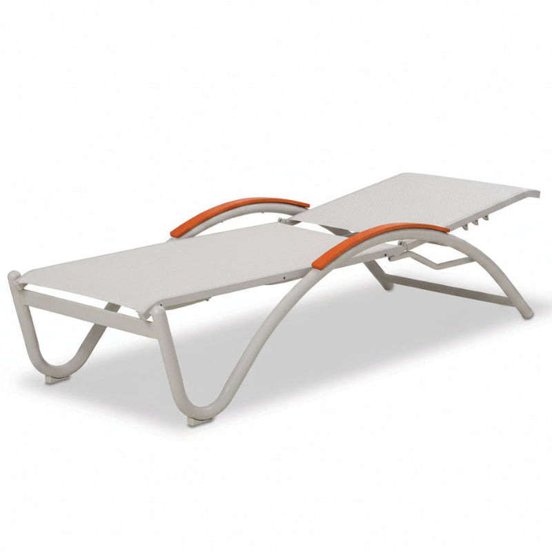 Telescope Casual Helios Sling Aluminum Outdoor Lay-Flat Stacking Chaise